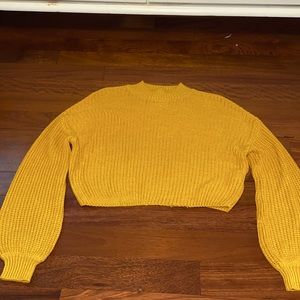 Yellow Turtle-Neck Cropped Sweater